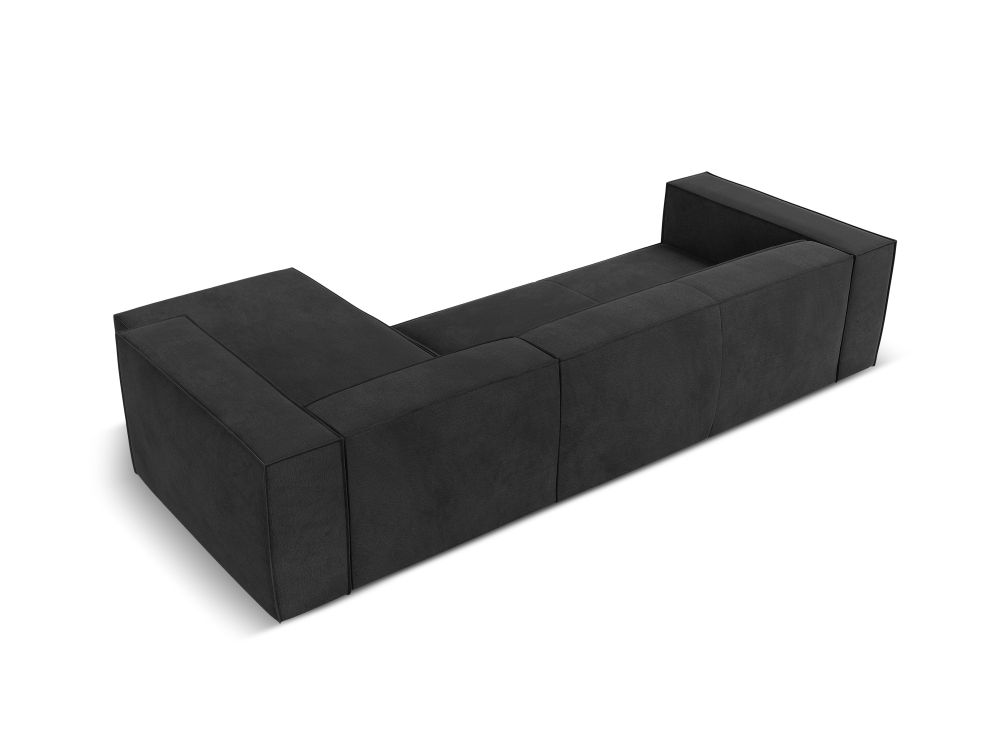 Cosmopolitan Design Ecksofa Turin 5-Sitzer Strukturierter Stoff Rosario Dunkelgrau Melange Rechts