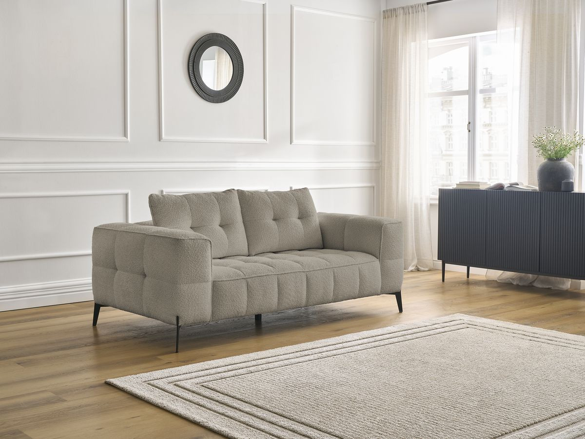 Bobochic Anis Sofa 2-Sitzer Bouclé-Stoff Taupe