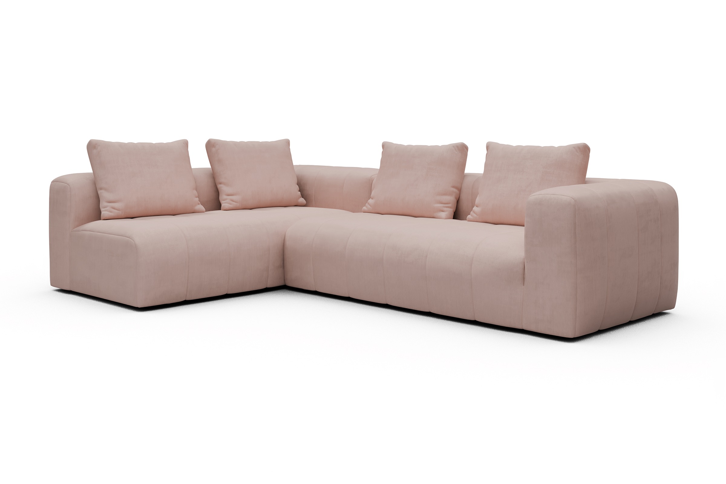 Ecksofa Hugo 2x 2,5-Sitzer Armlehne rechts Cordufine-Blush