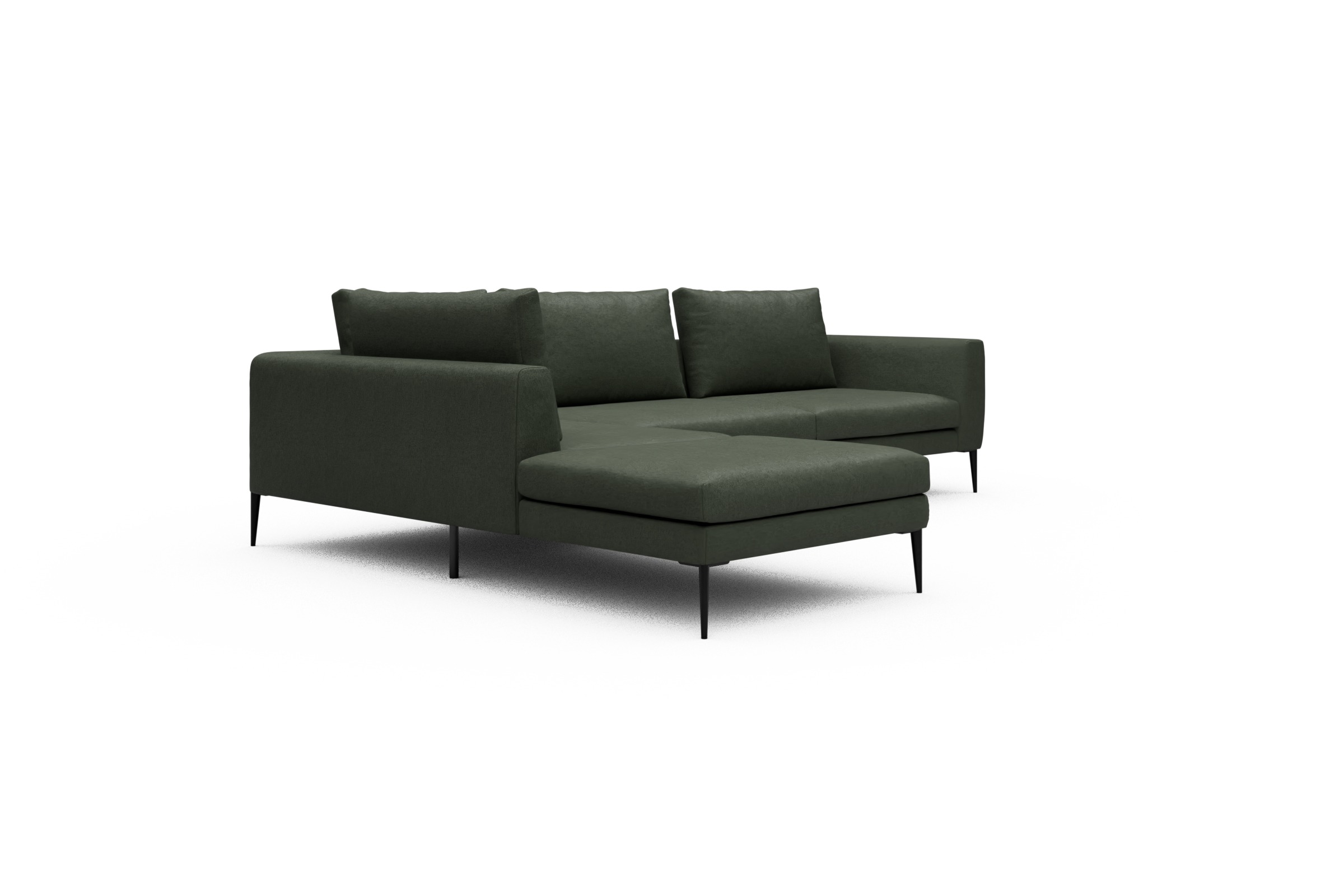 Ecksofa Paul Relax-Ecke rechts mit 3-Sitzer Denari-Forest-Green