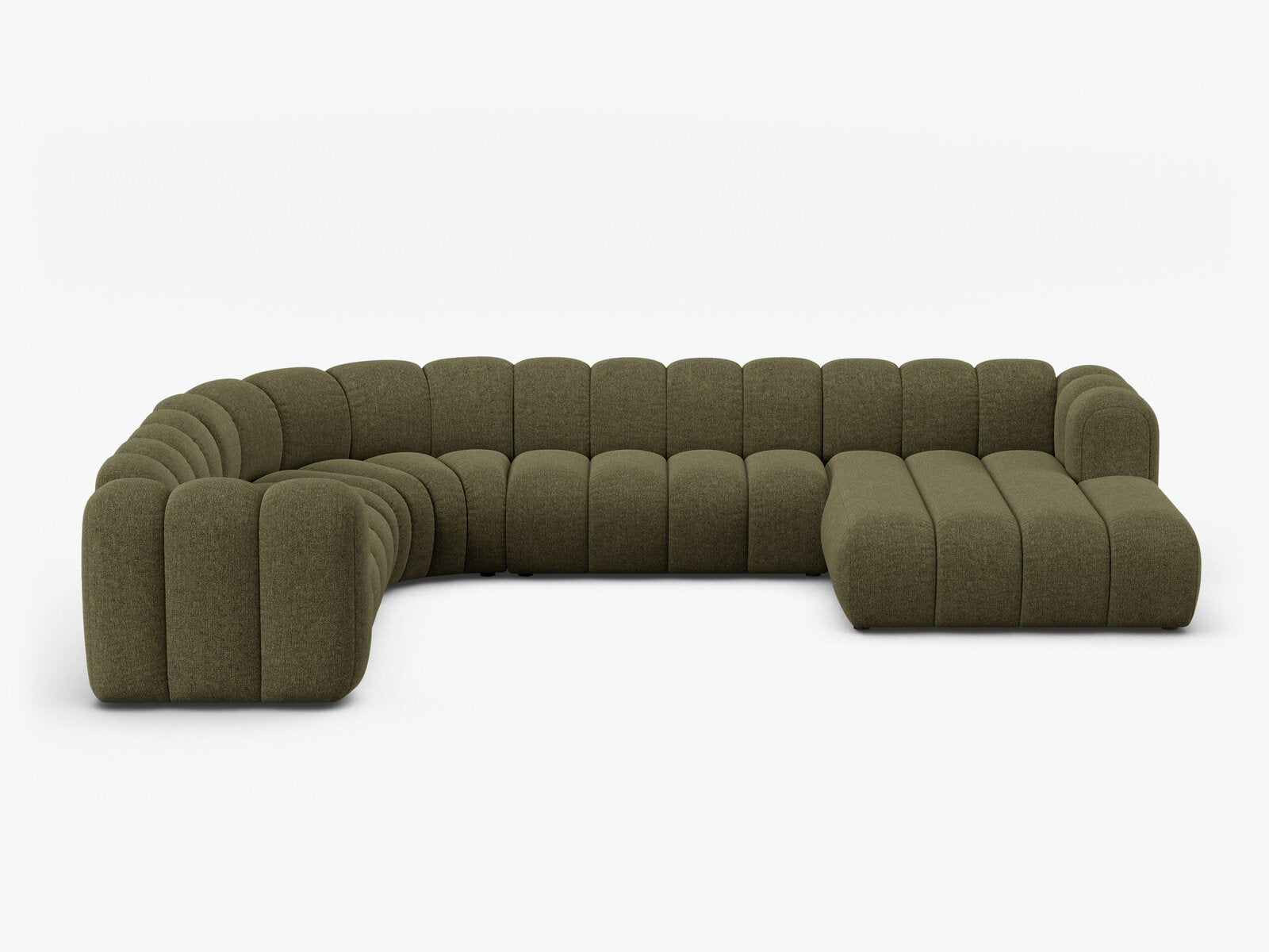 Micadoni Modulares Panorama Ecksofa Lupine 6-Sitzer Links Chenille Eden Grün