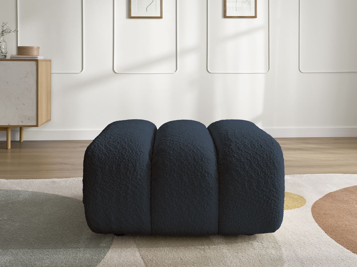 Bobochic Talia Pouf Bouclé-Stoff Dunkelblau