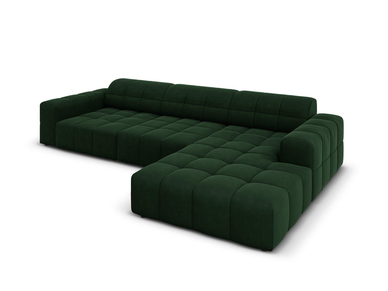 Cosmopolitan Design Ecksofa Chicago 4-Sitzer Samt Bluvel Flaschengrün Rechts