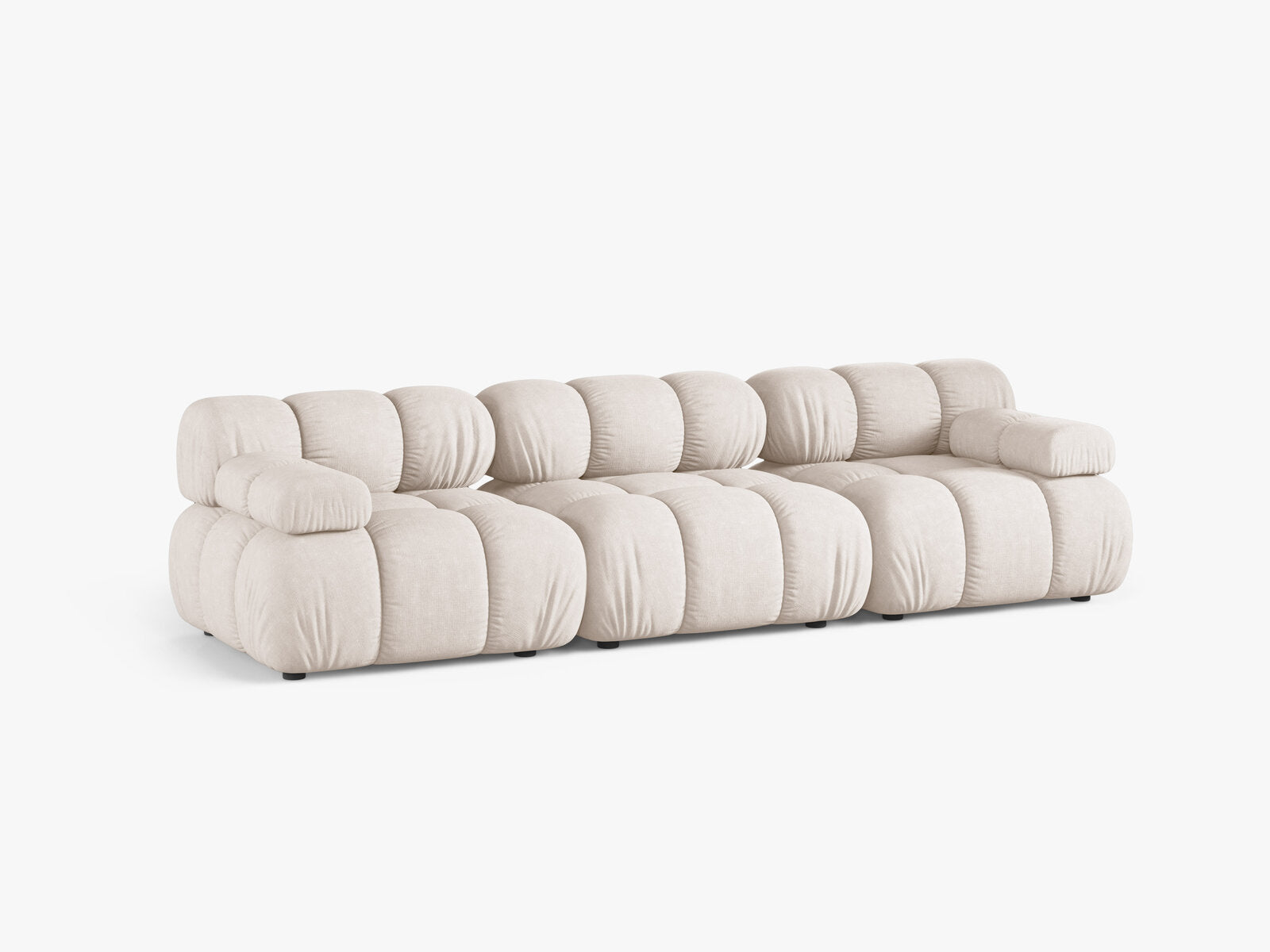 Micadoni Modulares Sofa Bellis 3-Sitzer Strukturierter Stoff Liberty Beige