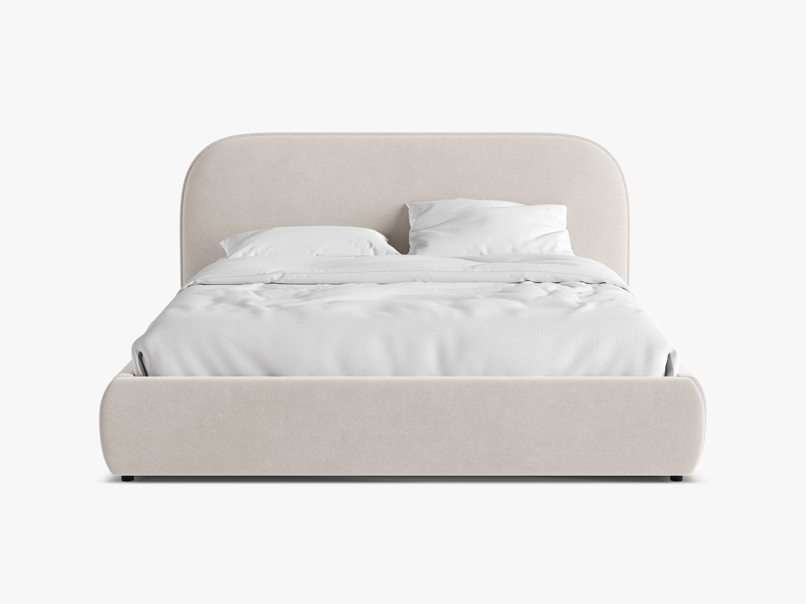 Micadoni Murada Bett mit Kopfteil Samt Salvador Beige 180x200