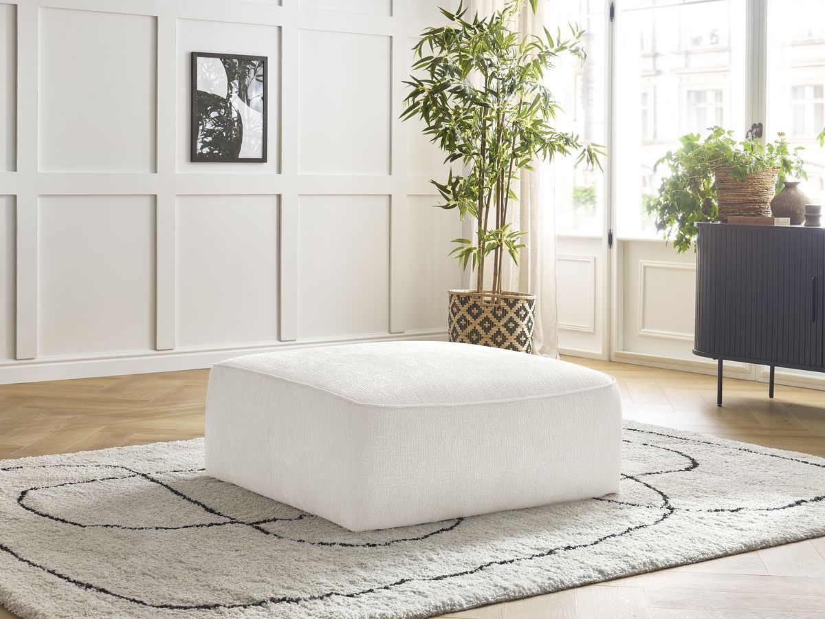 Bobochic Leopold Pouf Strukturstoff Weiß