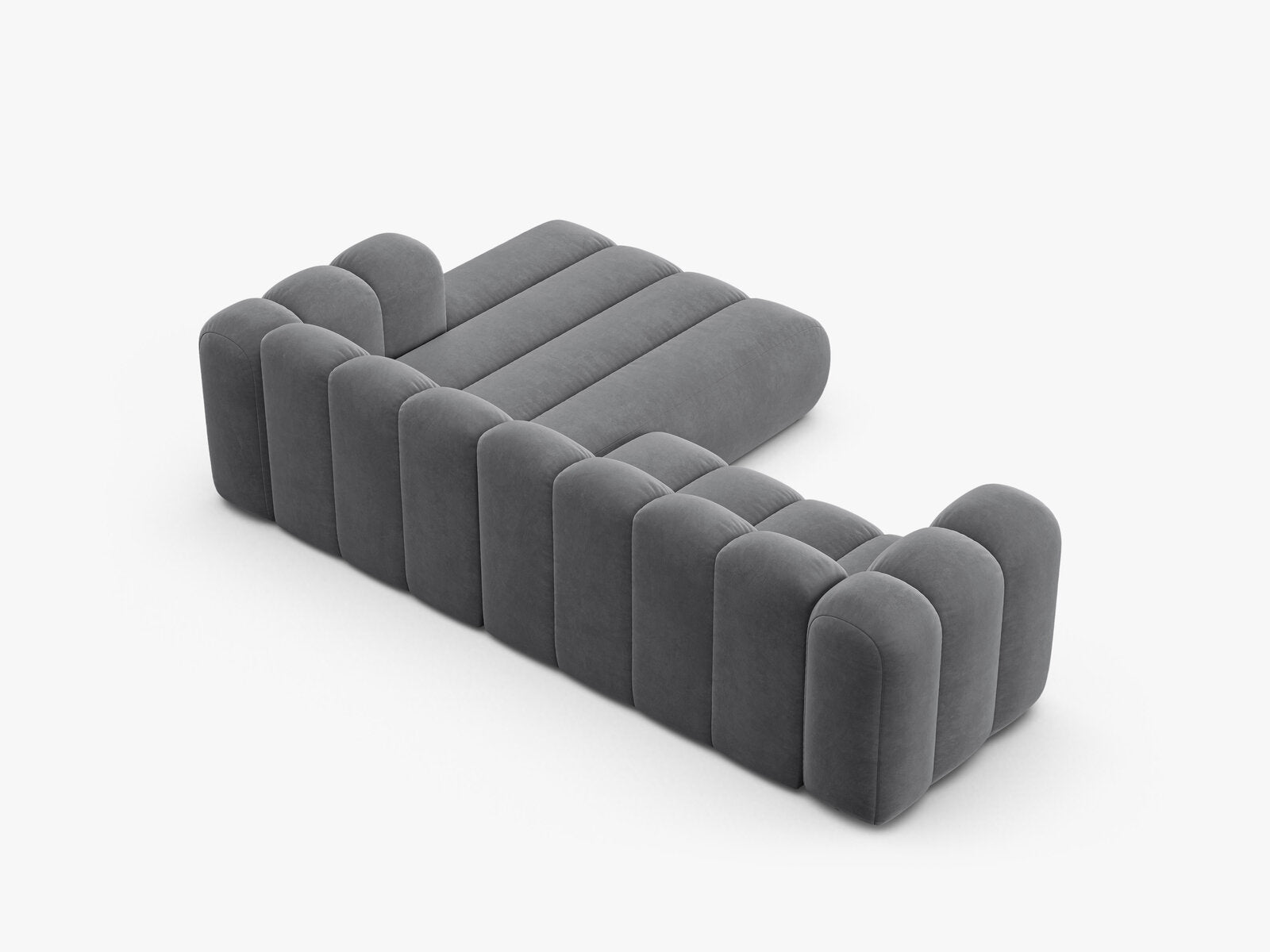 Micadoni Modulares Ecksofa Lupine 4-Sitzer mittelgroß Rechts Samt Salvador Grau