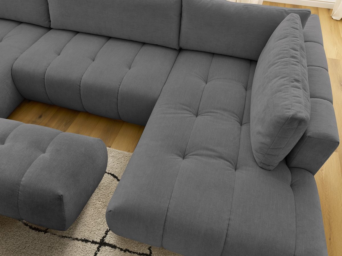 Bobochic Fuji Wohnlandschaft mit Pouf Stoff Dunkelgrau Ecke links