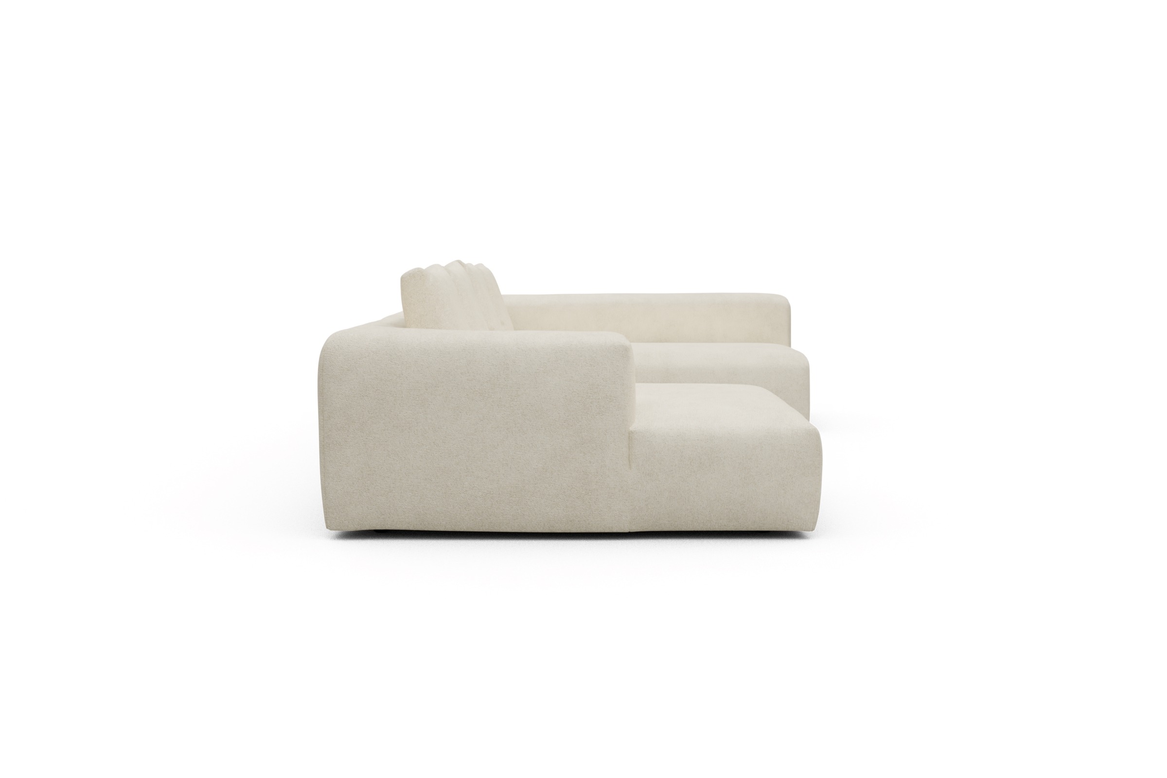 Wohnlandschaft Fred Chaiselongue links mit 2-Sitzer und lange Armlehne rechts Boucle-Off-White