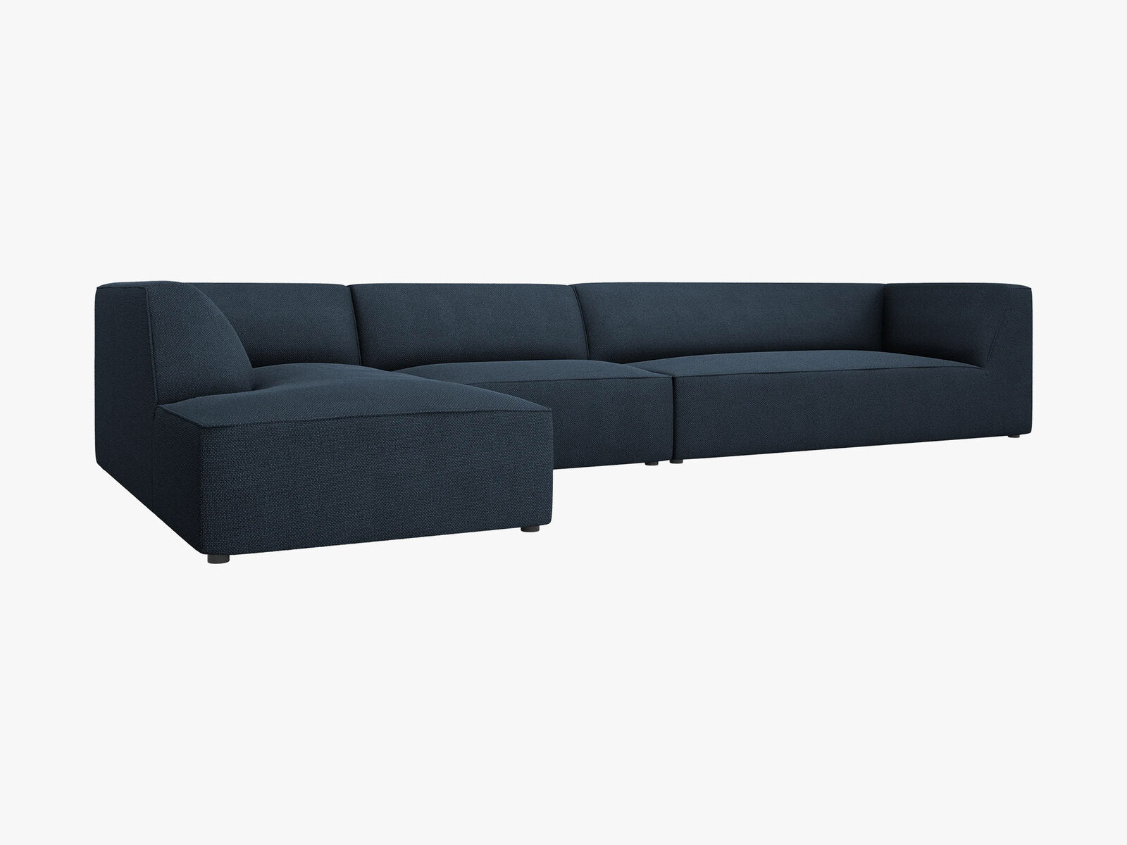 Micadoni Ecksofa Ruby 5-Sitzer Links Strukturierter Stoff Ottawa Marineblau