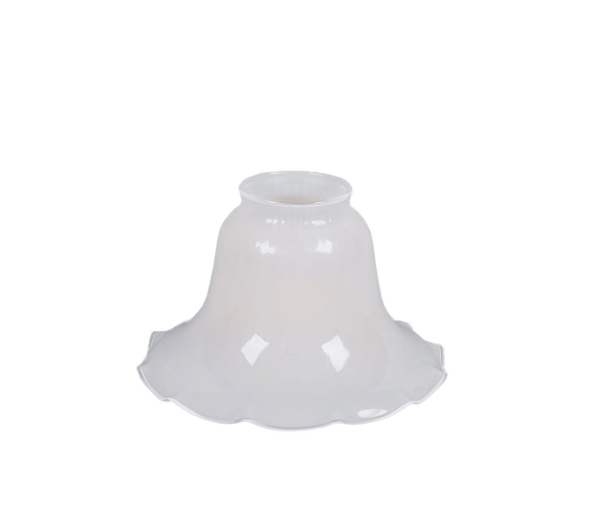 Berliner Messinglampen Glasschirm Nr. 05 Glockenform, Opalglas weiß glänzend