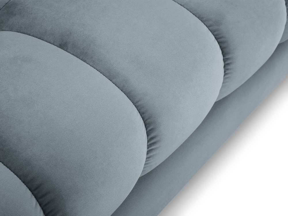 Cosmopolitan Design Ecksofa Bali 5-Sitzer Samt Bluvel Hellblau Links Beine Schwarzes Metall