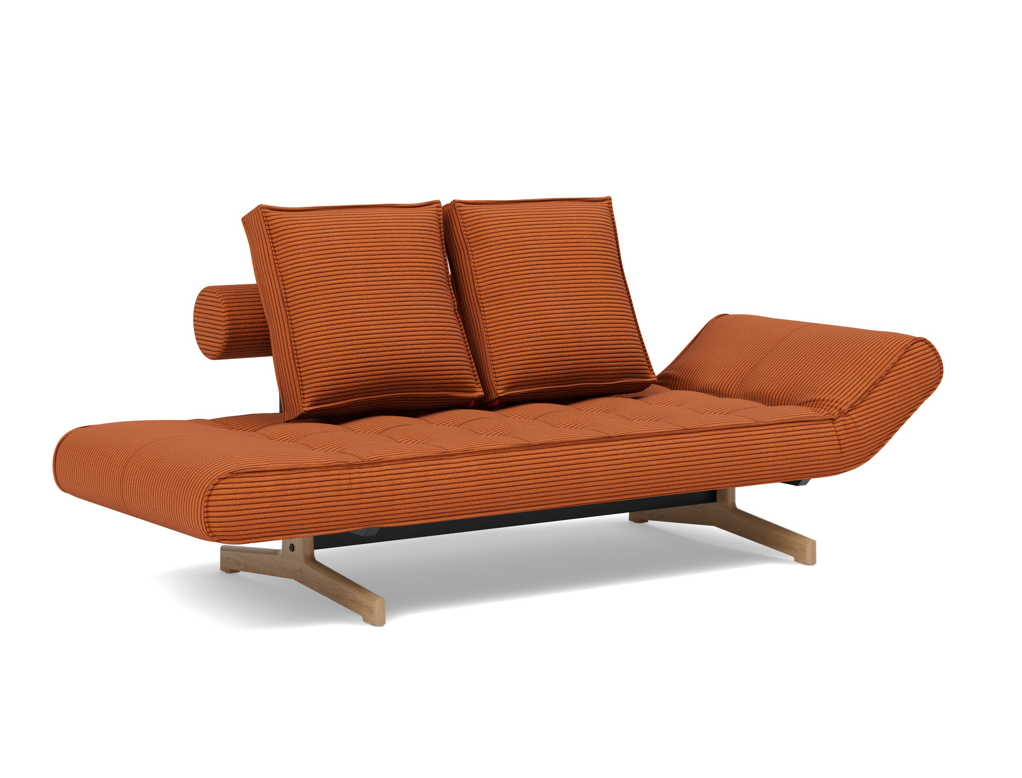 Tagesbett Ghia Kord Corduroy 595-Burnt-Orange Beine Eiche