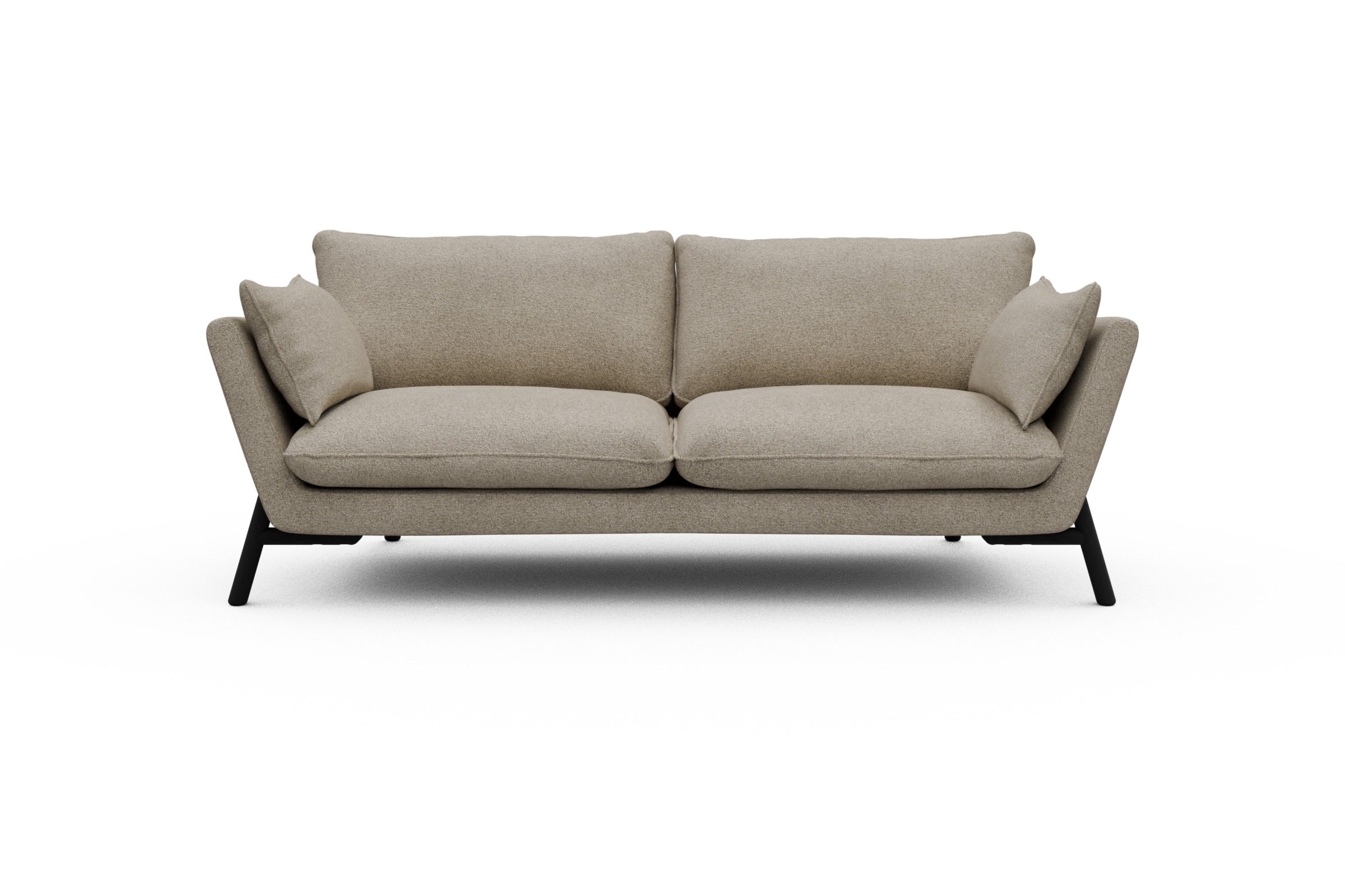 Skandi Home Sofa Emil 3-Sitzer Beinfarbe Eiche Schwarz Boucle-Beige moebelfaktor