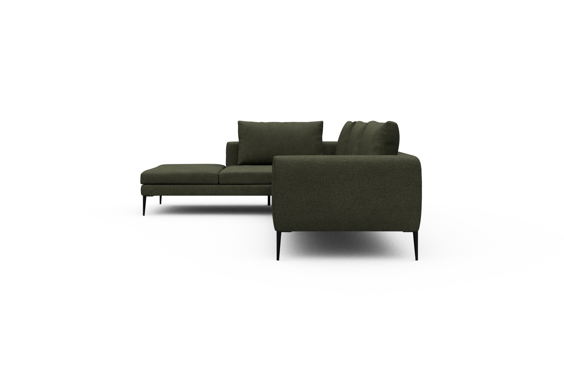 Ecksofa Paul Relax-Ecke rechts mit 3-Sitzer Boucle-Forest-Green