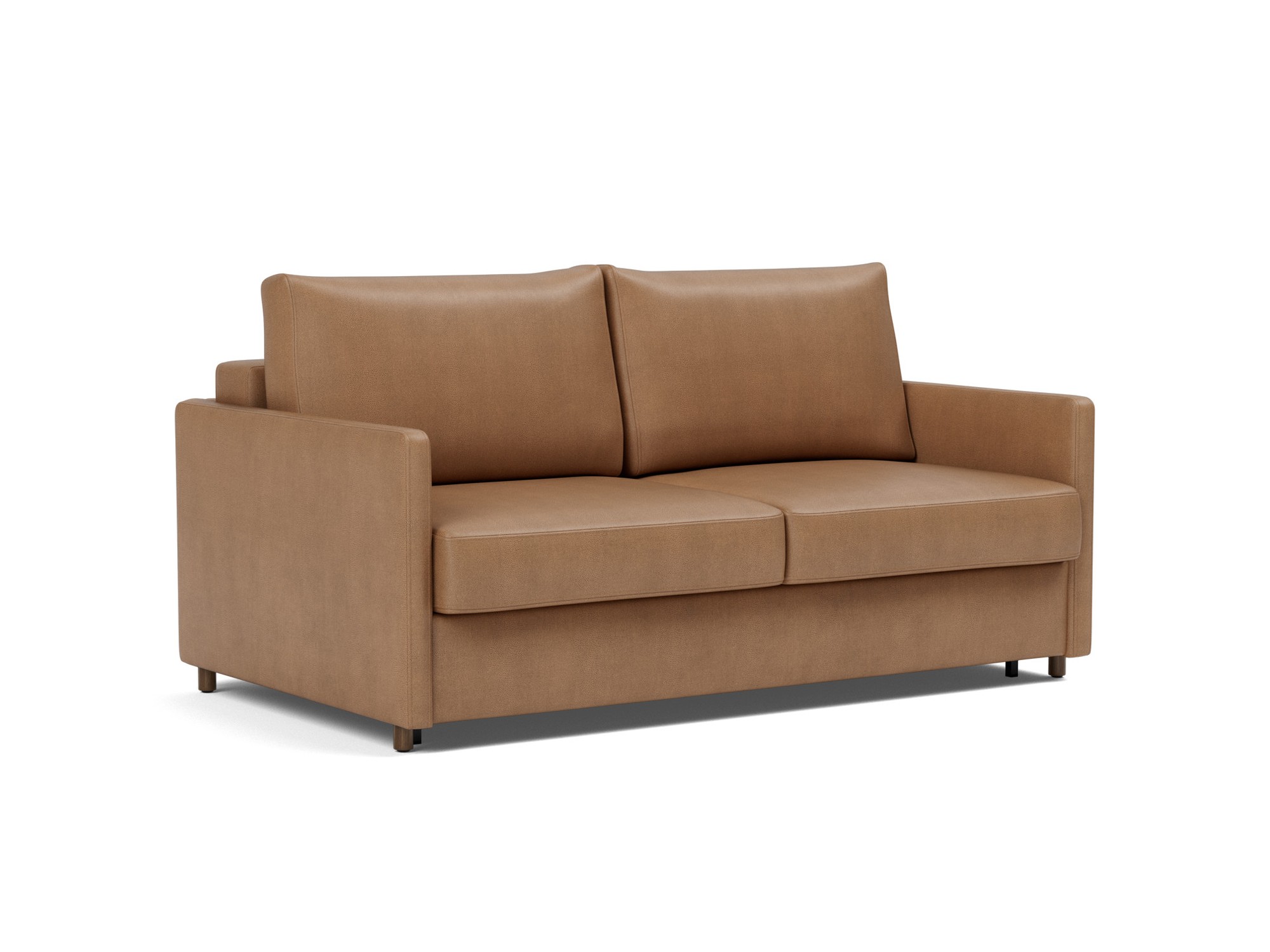 Schlafsofa Neah mit Slim-Armlehnen 160 Lederoptik Faunal 551-Brown