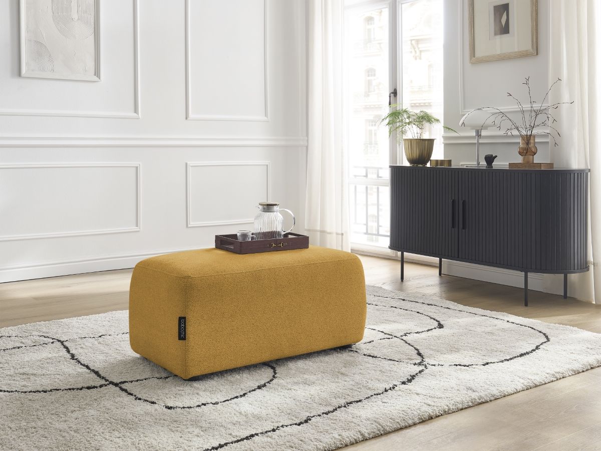 Bobochic Atilla Pouf Melange-Stoff Gelb