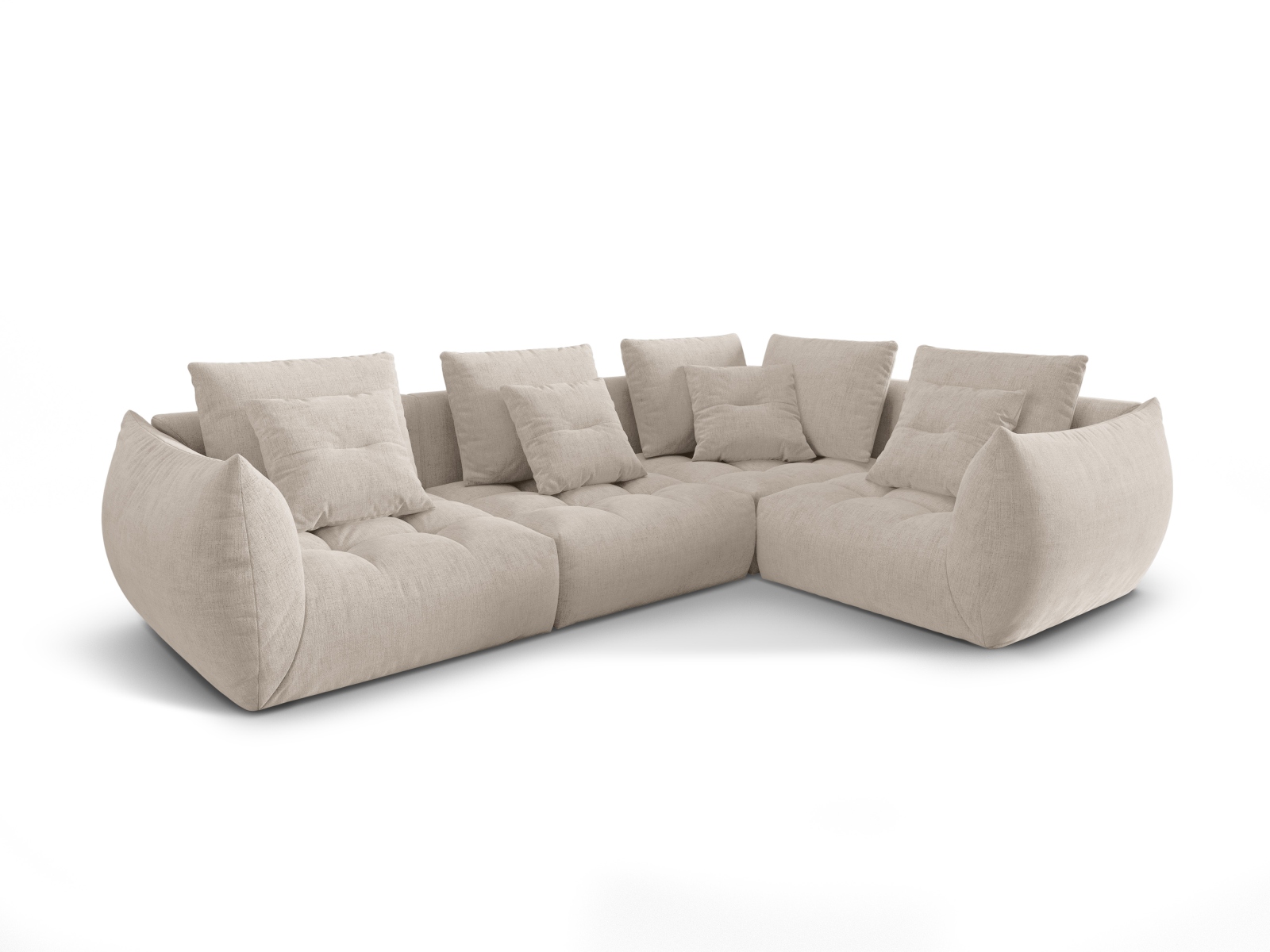 Micadoni Ecksofa Bloom 4-Sitzer Rechts Strukturierter Stoff Dunkelbeige
