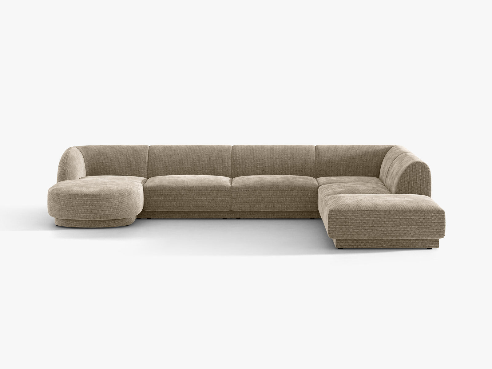 Micadoni Panorama-Ecksofa Miley 6-Sitzer Rechts Chenille Haga Beige