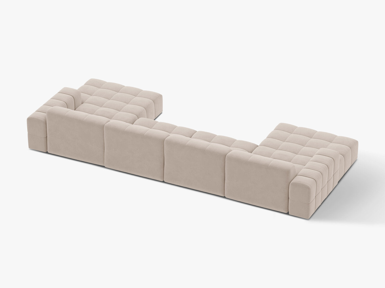 Micadoni Panorama Sofa Jennifer 6-Sitzer Samt Venus Helles Beige