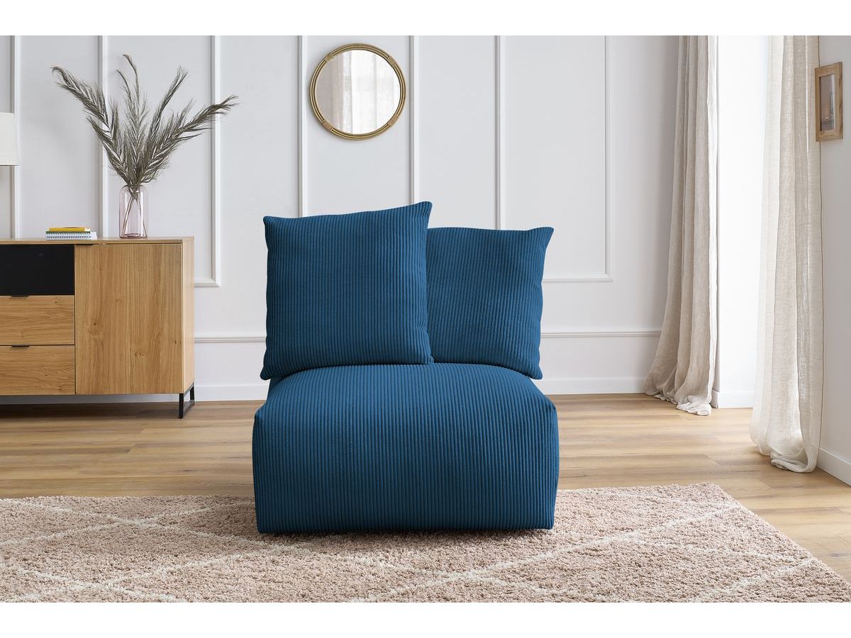 Bobochic Voltaire Sofamodul 1-Sitzer 90 × 100 cm Cordsamt Dunkelblau