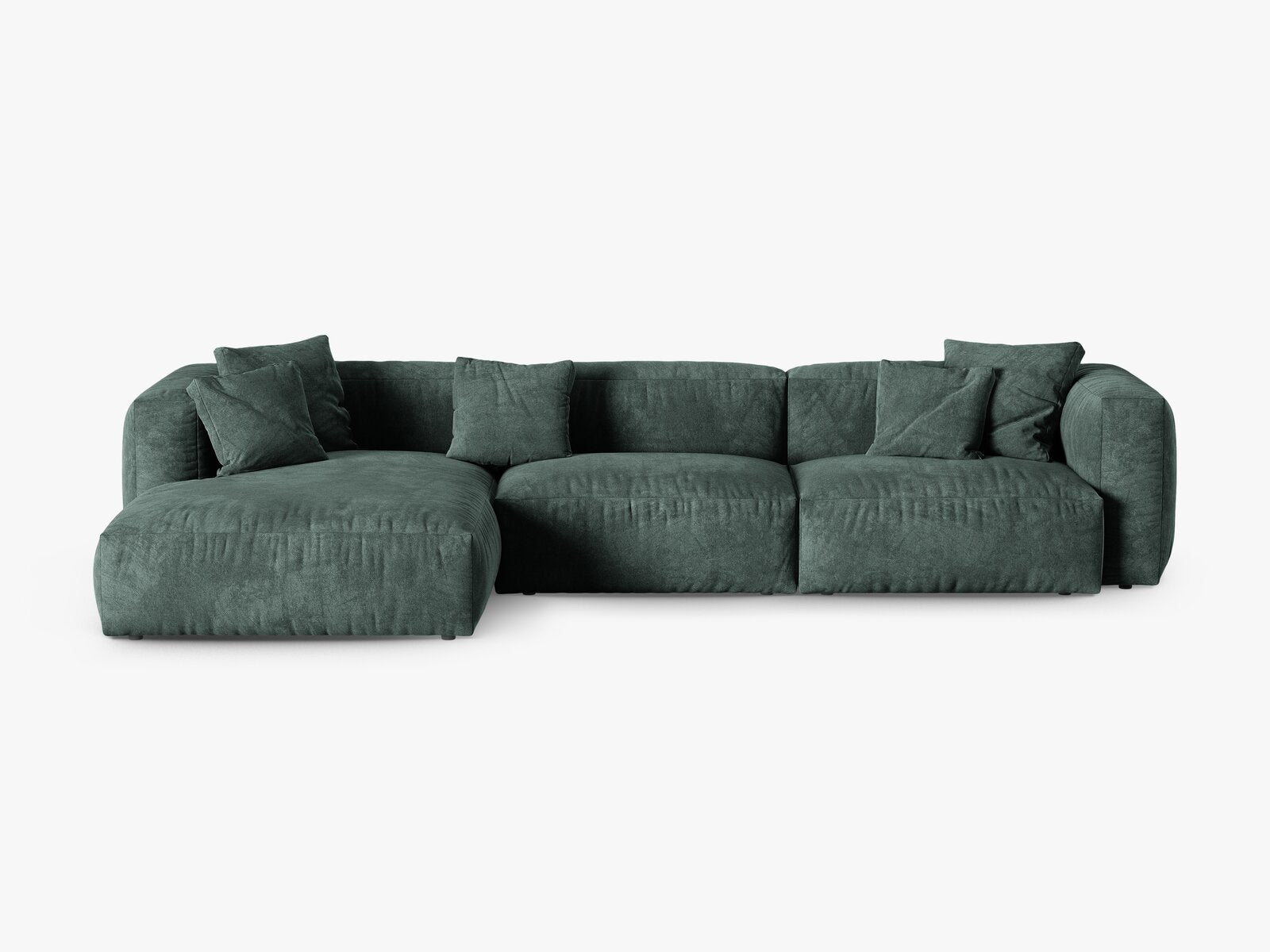 Micadoni Ecksofa Martina 3-Sitzer 90cm Sitztiefe Links Samt Vogue Petrol