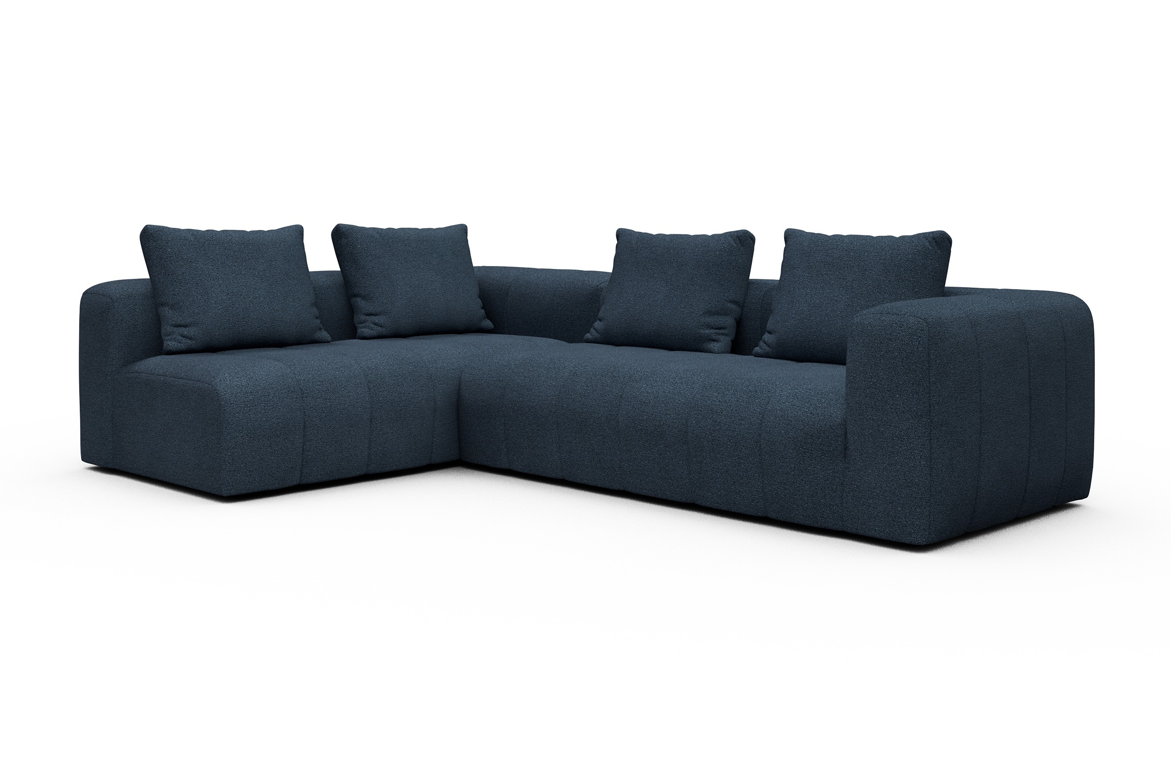 Ecksofa Hugo 2x 2,5-Sitzer Armlehne rechts Boucle-Blue