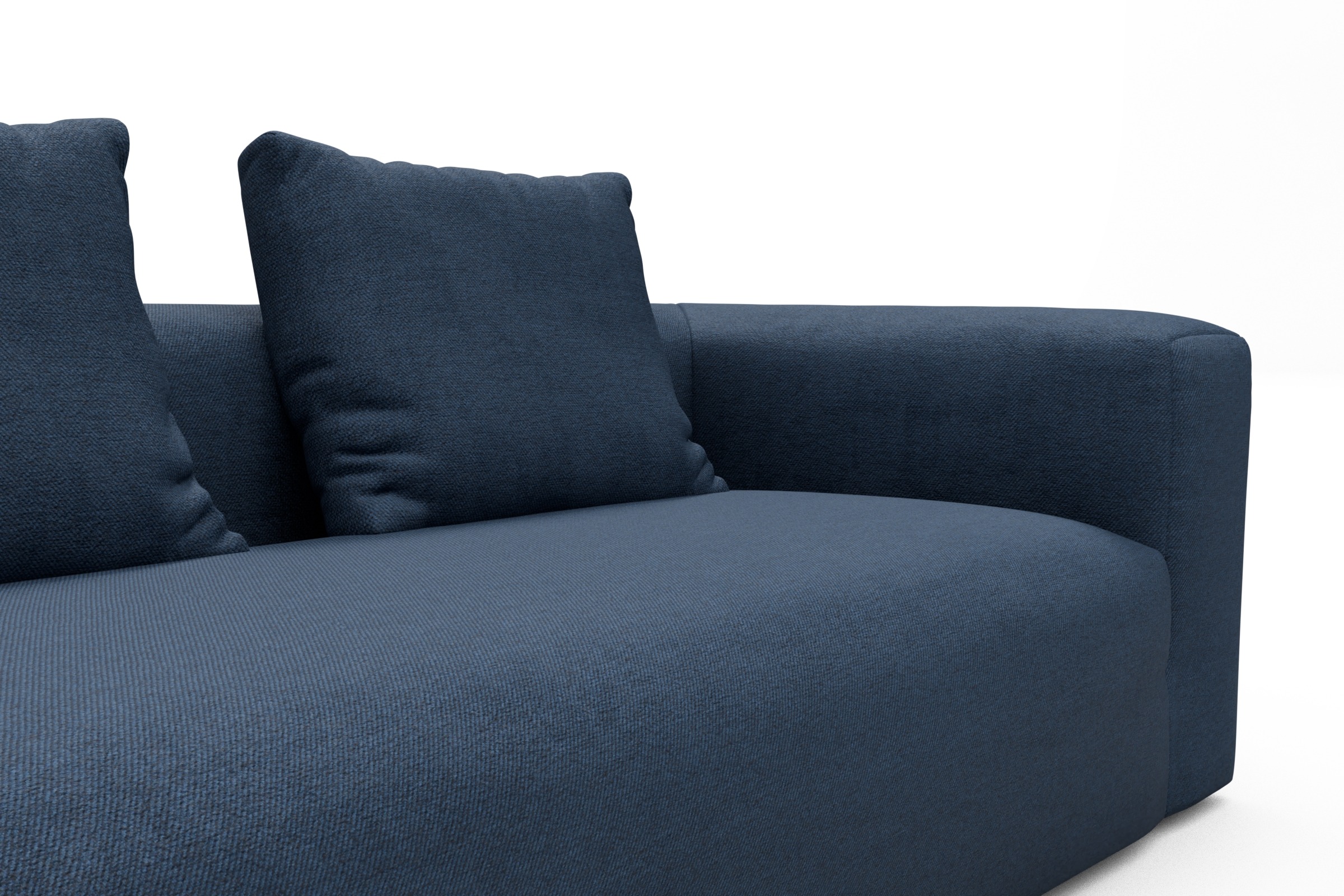 Wohnlandschaft Fred Chaiselongue links mit 2-Sitzer und lange Armlehne rechts Weda-Blue