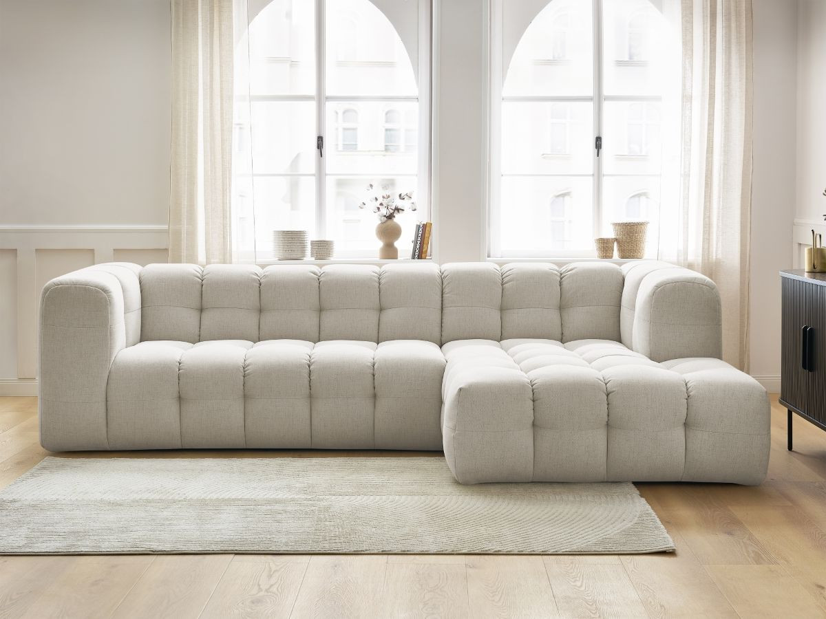 Bobochic Cloud Ecksofa 288 × 184 cm Stoff Beige Ecke rechts