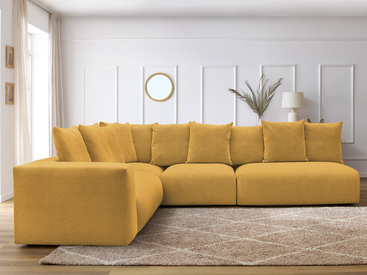 Bobochic Voltaire Ecksofa 322 × 268 cm Melange-Stoff Gelb Ecke links