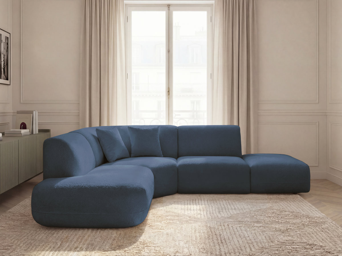 Bobochic Anda Ecksofa 279 × 264 cm Chenille Dunkelblau Ecke links