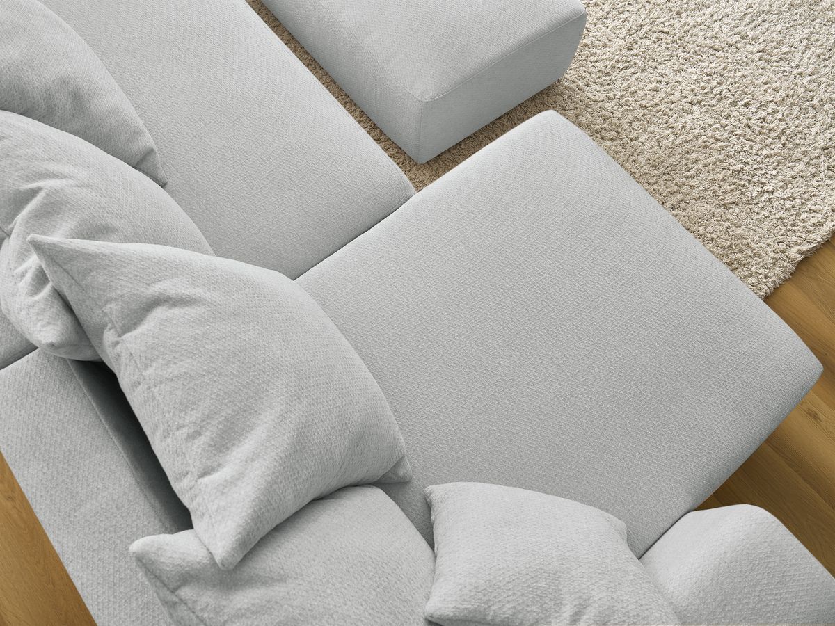 Bobochic Sidonie Wohnlandschaft mit Pouf Melange-Stoff Hellgrau