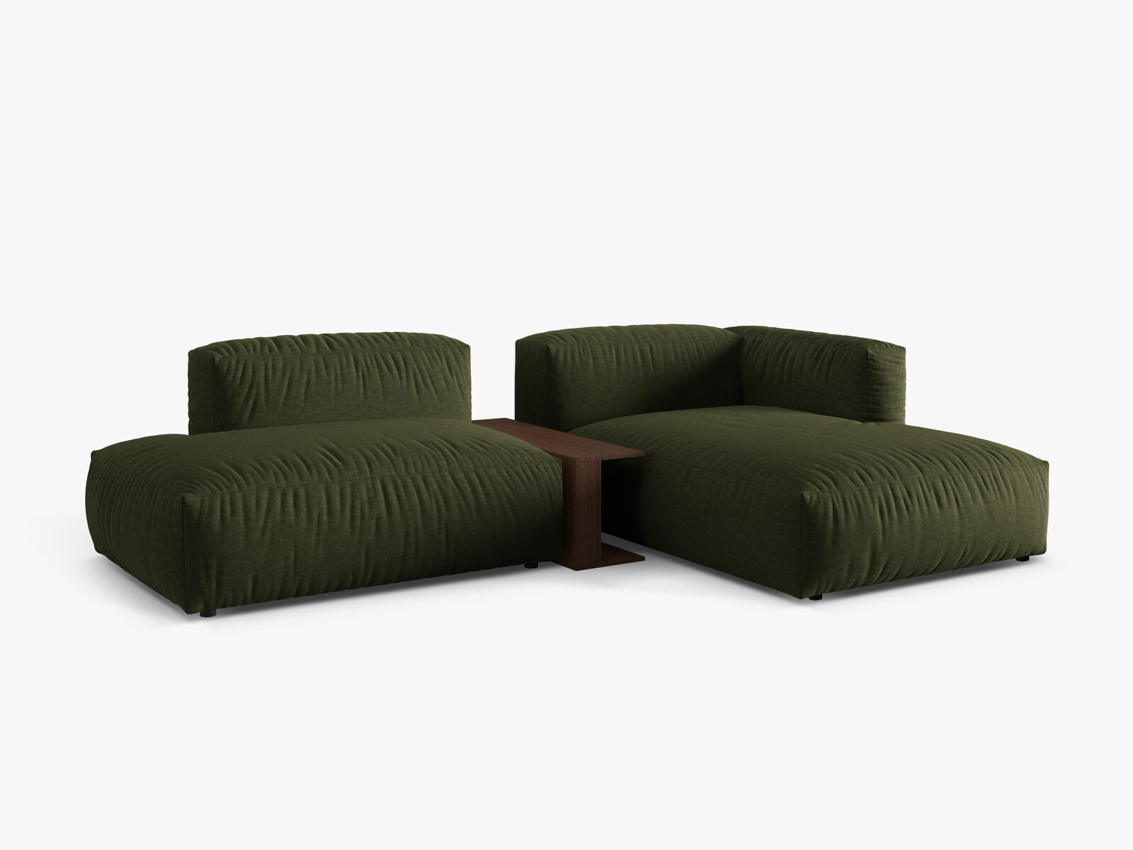 Micadoni Ecksofa Martina 2-Sitzer mit Couchtisch Rechts Strukturierter Stoff Grün