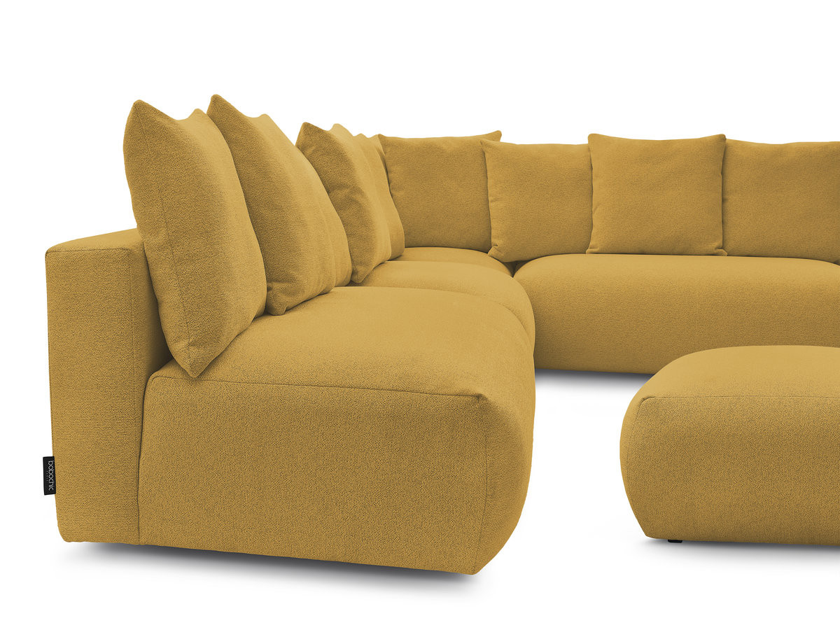 Bobochic Voltaire Ecksofa mit Pouf 322 × 268 cm Melange-Stoff Gelb Ecke rechts