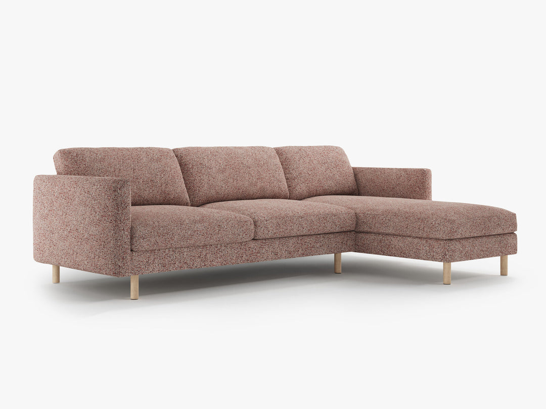 Micadoni Ecksofa Eden 4-Sitzer Rechts Strukturierter Stoff Rosa Melange
