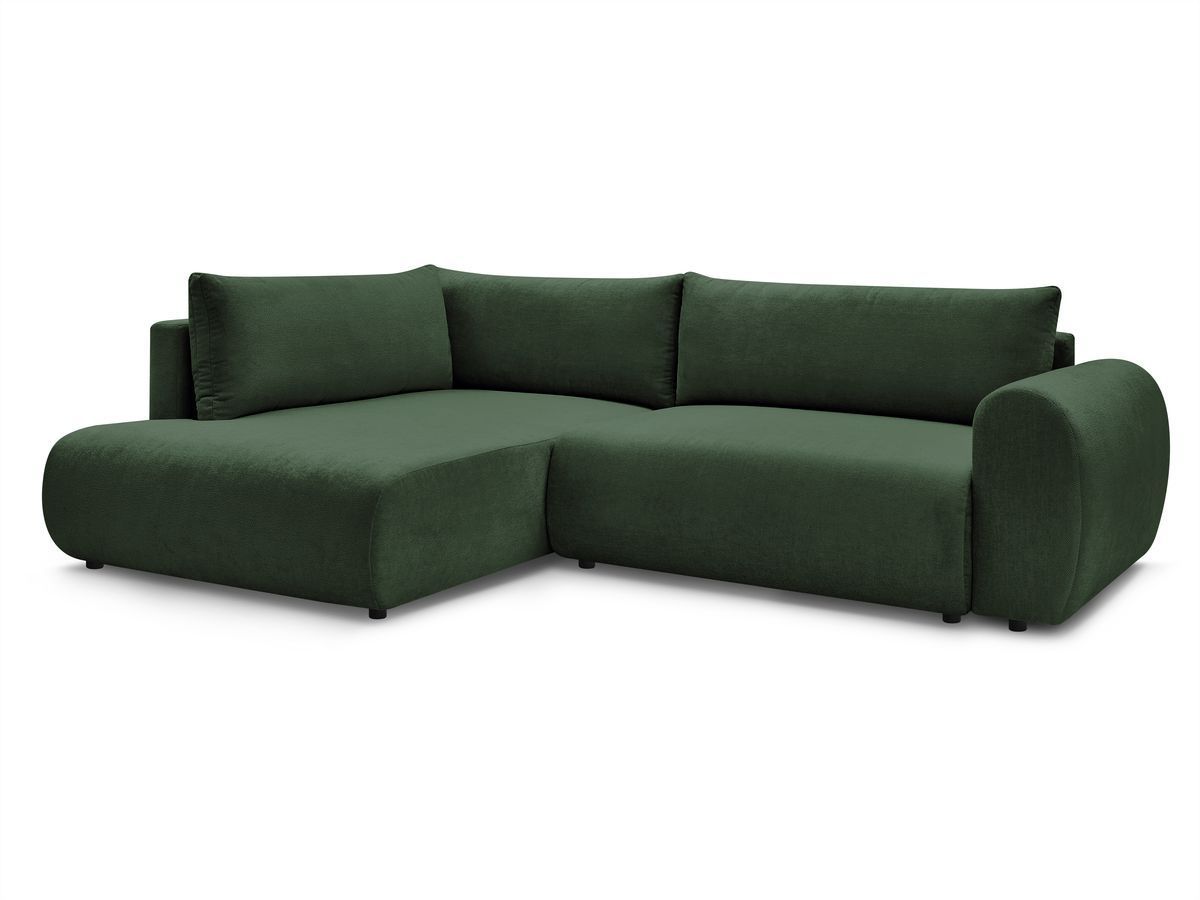 Bobochic Lucien Ecksofa mit Schlaffunktion und Bettkasten 296 × 198 cm Stoff Grün Ecke links