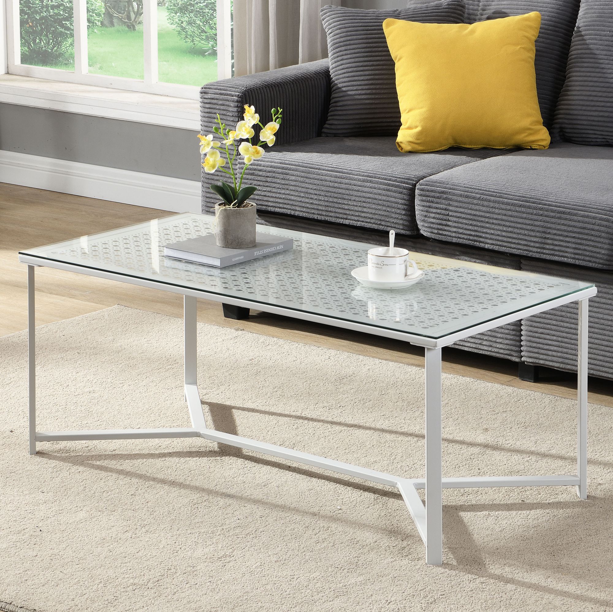 Couchtisch Isfjord Glas Weiß 100 × 50 × 42 cm
