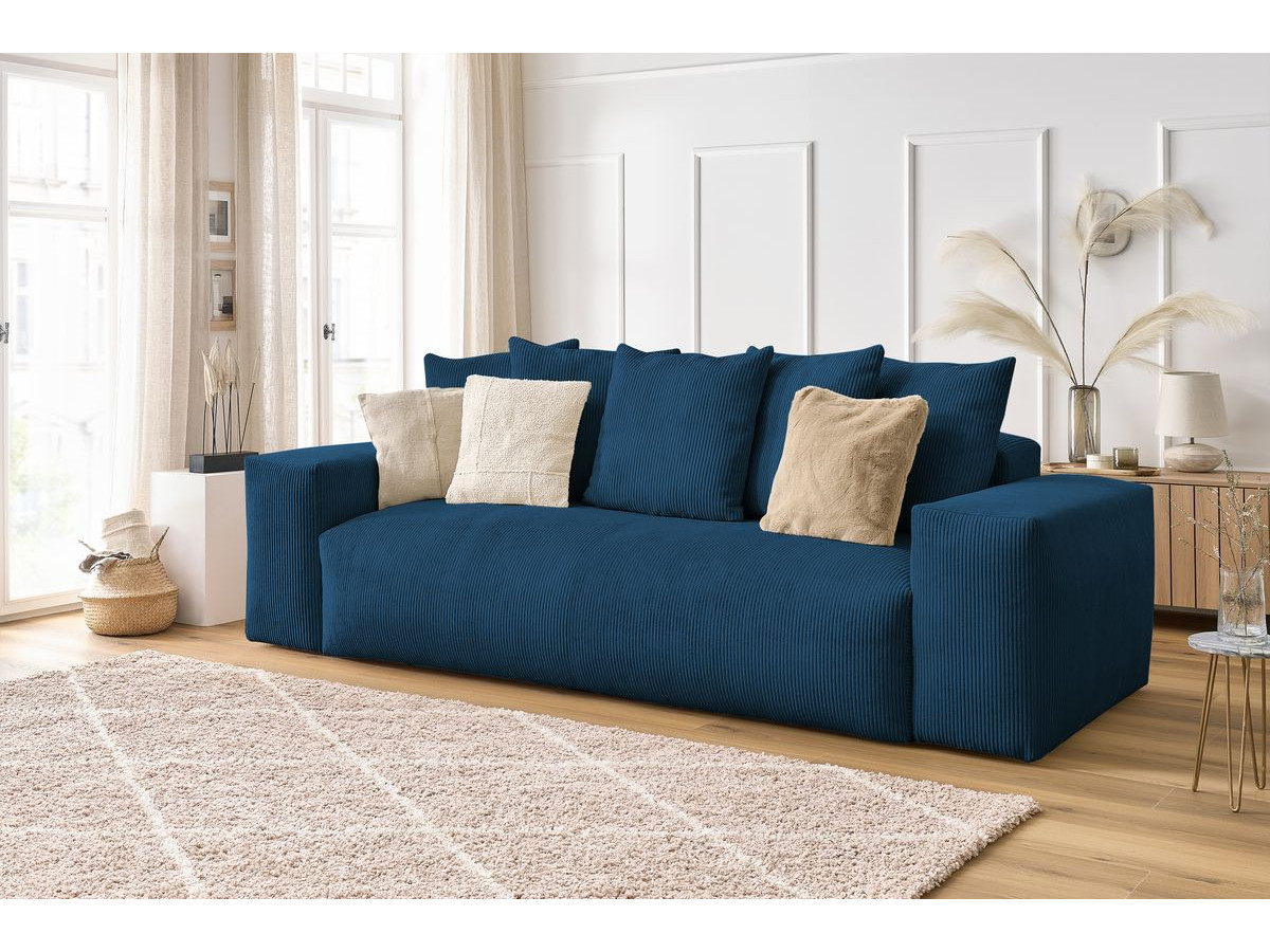 Bobochic Voltaire Sofa 3-Sitzer 280 × 124 cm Cordsamt Dunkelblau