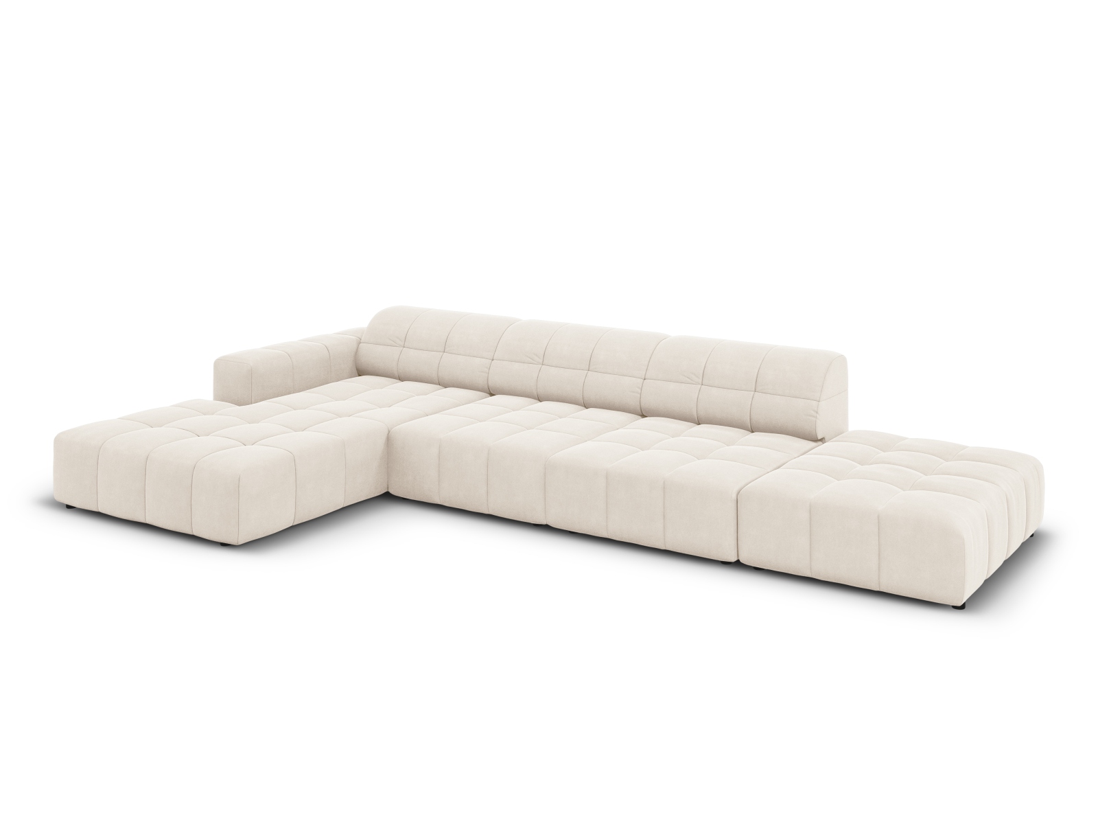 Cosmopolitan Design Ecksofa Chicago 5-Sitzer offen Samt Bluvel Helles Beige Links