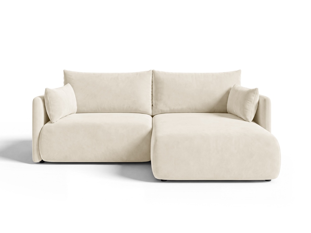 Cosmopolitan Design Ecksofa Monaco 3-Sitzer mit Schlaffunktion Samt Bluvel Helles Beige Rechts