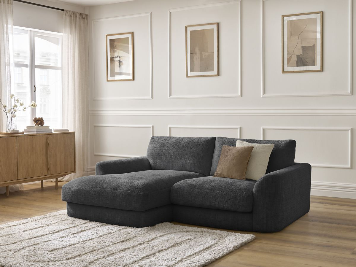 Bobochic Leonore Ecksofa Strukturstoff Schwarz Ecke links