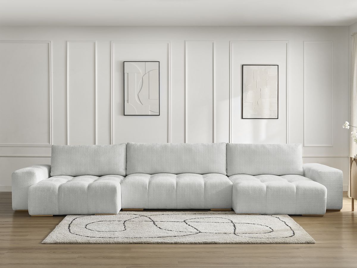 Bobochic Anakin Wohnlandschaft, 3 Kissen Strukturstoff Hellgrau