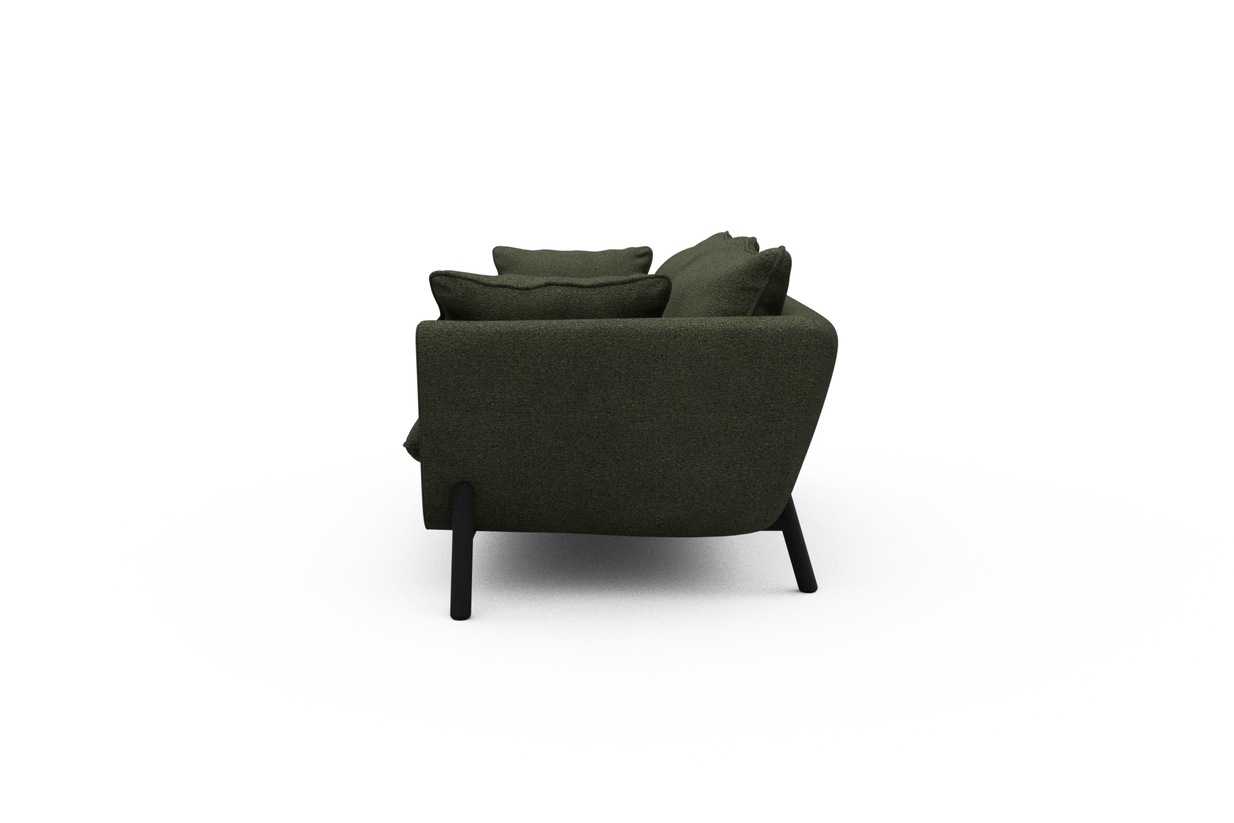 Sofa Emil PREMIUM 2-Sitzer Beinfarbe Eiche Schwarz Boucle-Forest-Green