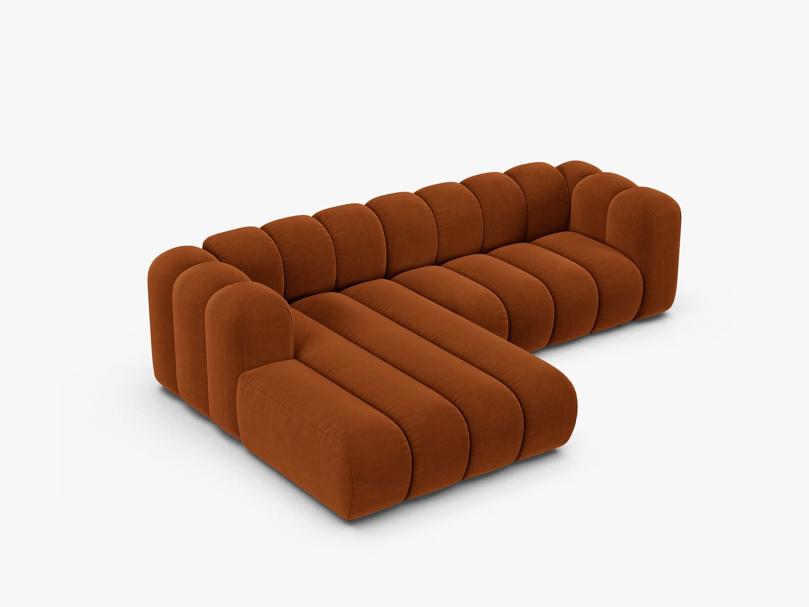 Micadoni Modulares Ecksofa Lupine 4-Sitzer mittelgroß Links Samt Salvador Terrakotta