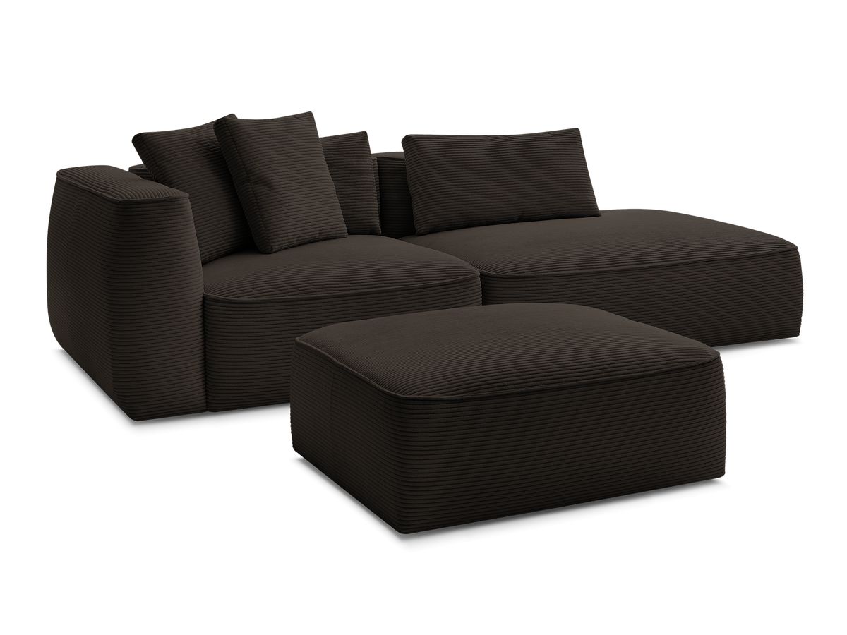 Bobochic Leopold Sofa 4-Sitzer mit Pouf Cordsamt Braun Armlehne links