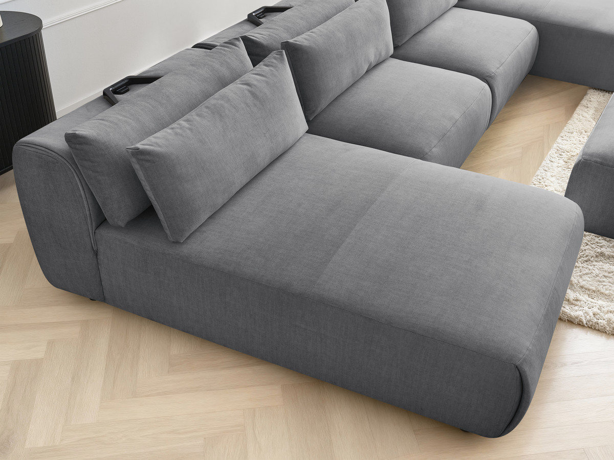 Bobochic Jana Wohnlandschaft mit kleinem Pouf Samt Dunkelgrau