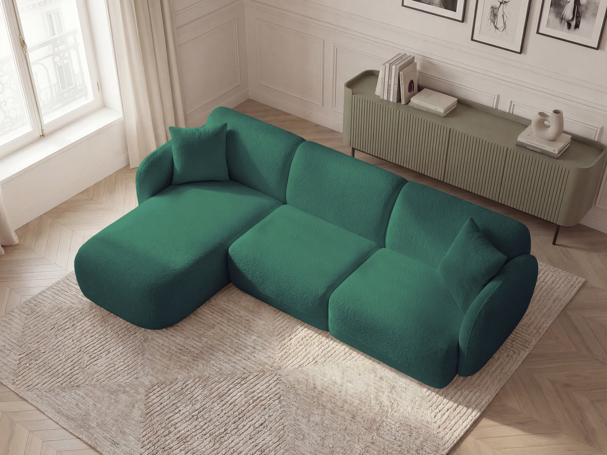 Bobochic Anda Ecksofa 292 × 163 cm Chenille Dunkelgrün Ecke links