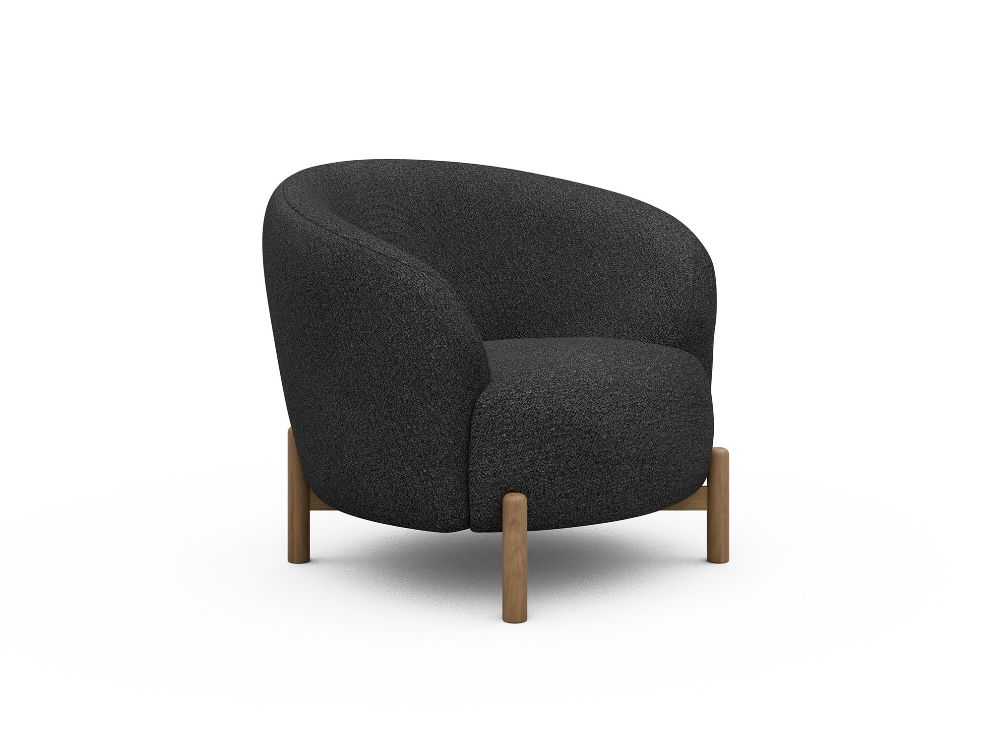 Sessel Ronda Holzbeine Eiche Natur Boucle Skandi 529-Charcoal