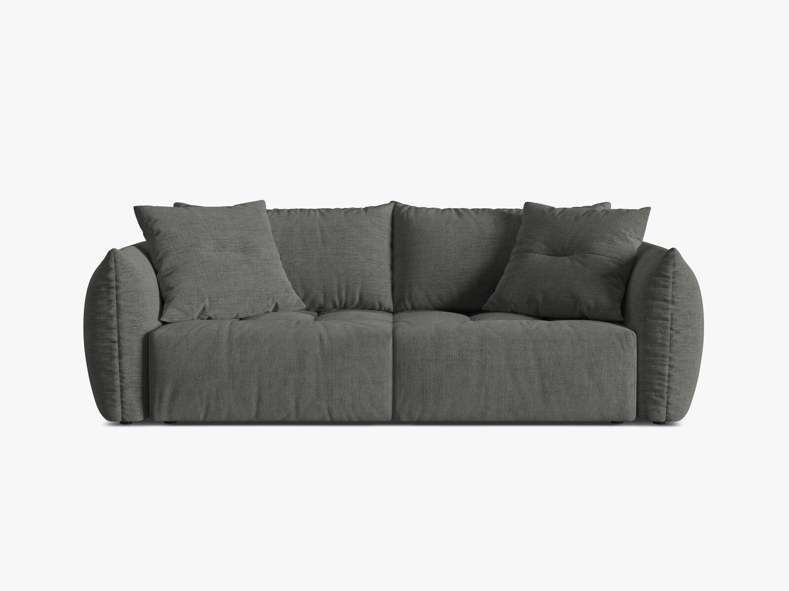 Micadoni Bloom Samtiges Sofa Mit Bettfunktion Und Stauraum Strukturierter Stoff Wind Dunkelgrau