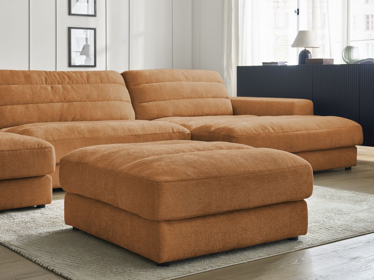 Bobochic Sierra Wohnlandschaft mit Pouf Strukturstoff Orange